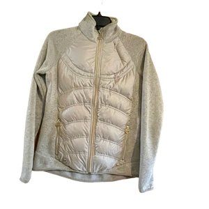 Womens Gray Sweater/Puffer Jacket with Full Front Zipper, Size Small